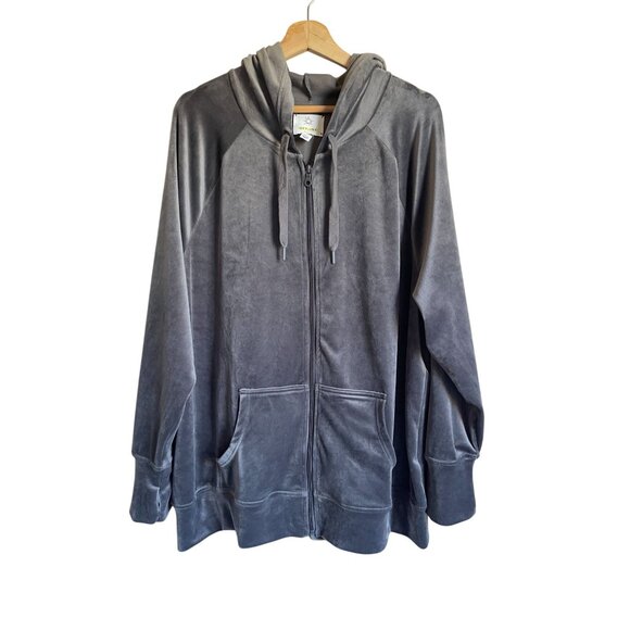 aerie Tops - OFFLINE by Aerie Gray Full Zip Velour Hoodie Sweatshirt Size XL